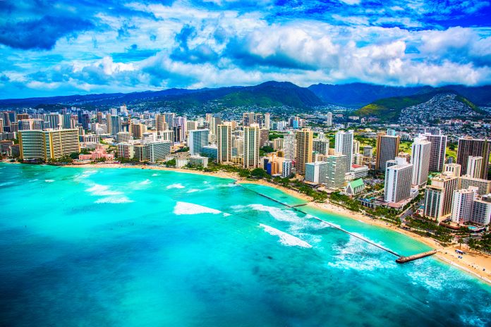Wide Angle Waikiki Beach Aerial